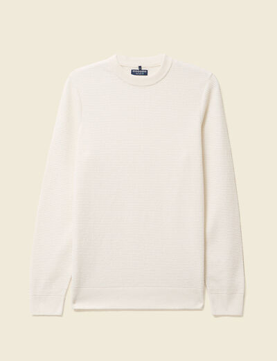 Pull col rond ecru homme