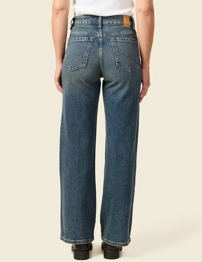 Jeans large taille haute bleu femme