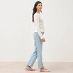 Pull ajour&eacute; col rond manches longues ecru femme