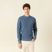 Pull manches longues col rond bleu gris homme