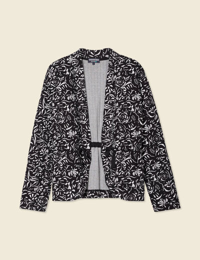 Gilet manches longues noué noir femme