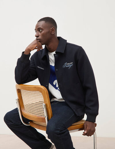 Blouson col classique manches longues bleu marine homme
