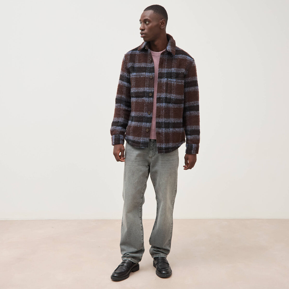 Jeans straight longueur 32 en coton denim gris homme