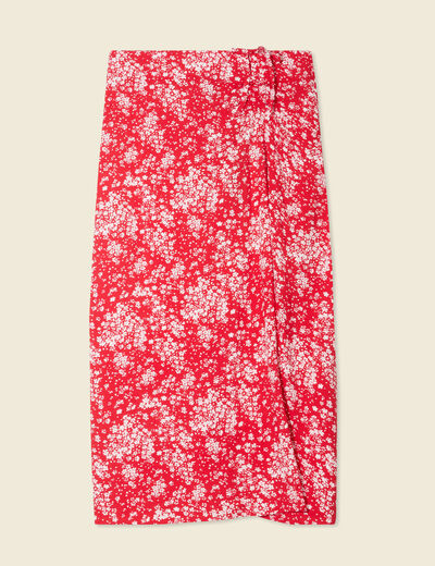 Jupe longue portefeuille rouge femme