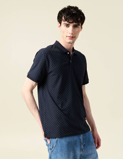 Polo cintr&eacute; manches courtes col polo bleu homme