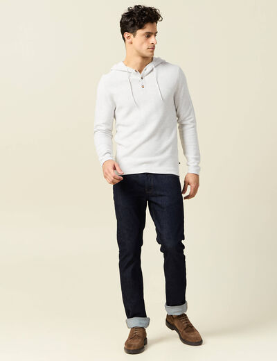 Pull à capuche ecru homme