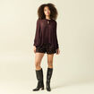 Short ajust&eacute; taille haute doubl&eacute; marron femme
