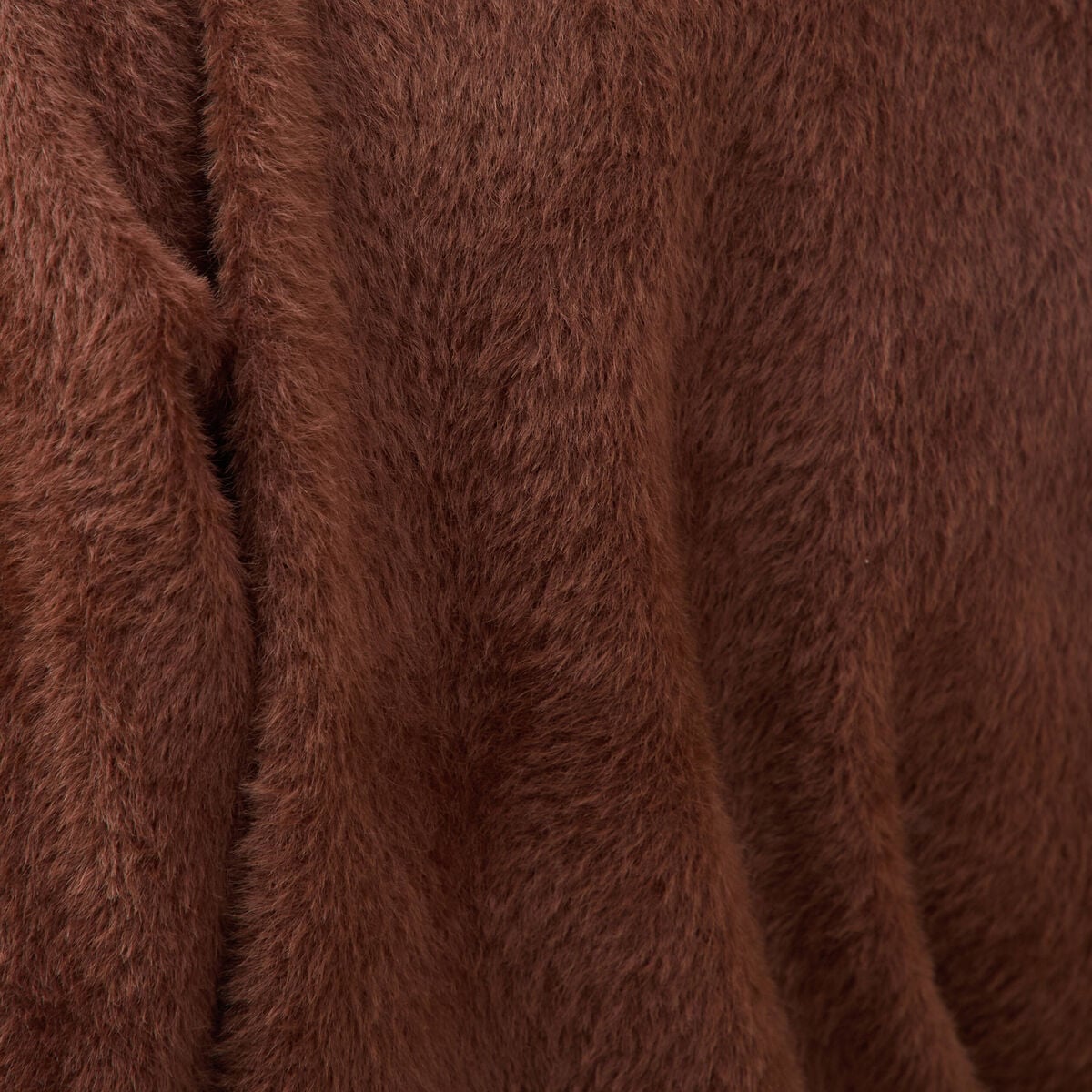 Gilet droit manches longues col rond marron femme