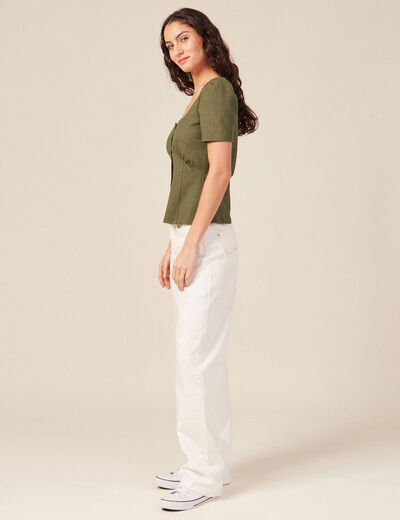 T-shirt manches courtes vert kaki femme