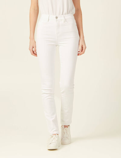 Jeans slim taille haute denim blanc femme