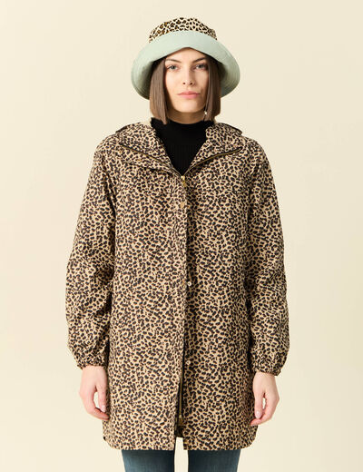 Parka longue à capuche camel femme