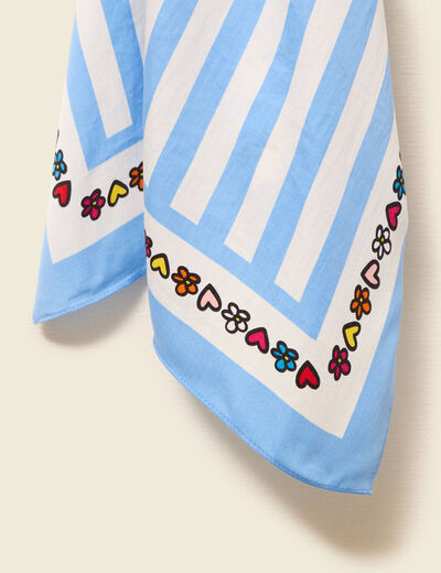 Foulard carr&eacute; Atelier Beguin x Bonobo bleu ciel femme