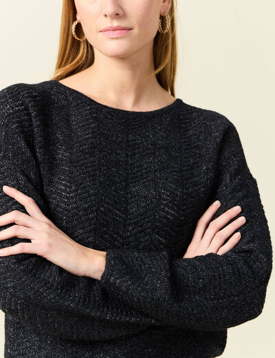 Pull manches longues bleu marine femme