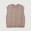 Pull droit court sans manches col rond marron clair femme