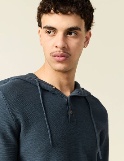Pull à capuche vert foncé homme