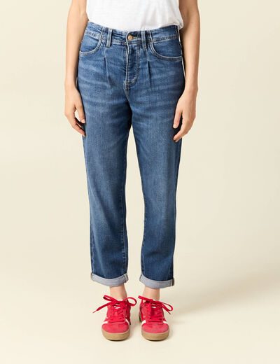 Pantalon mom taille haute 7/8ème denim denim stone femme