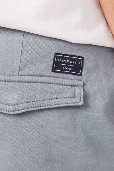 Pantalon cargo taille à cordon bleu gris homme
