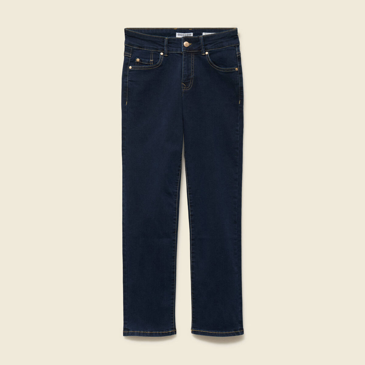 Jeans regular 7/8&egrave;me taille standard denim brut rinse femme