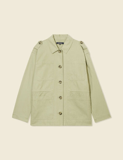 Veste droite avec poches vert kaki femme