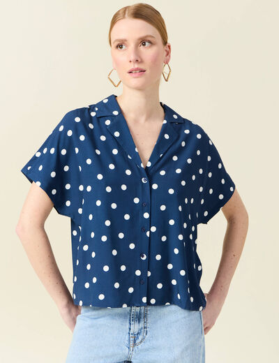 Chemise manches courtes bleu marine femme