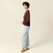 Pull manches longues ajouré bordeaux femme