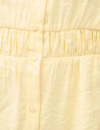 Robe fluide col v manches courtes jaune clair femme