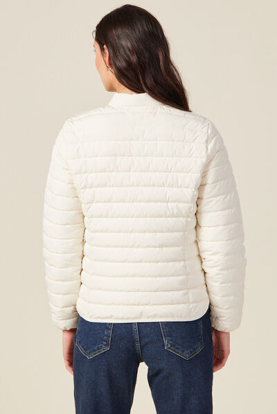 Doudoune droite zippée ecru femme