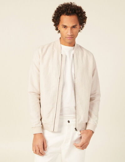 Veste droite zippée beige homme
