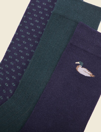 Lot 3 paires chaussettes vert foncé homme