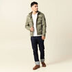 Blouson col montant à capuche vert kaki homme