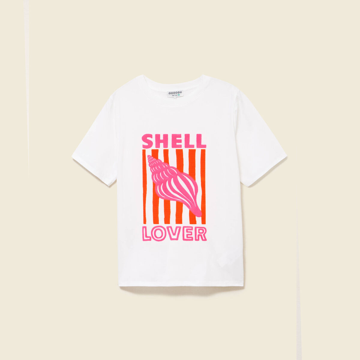 T-shirt en coton manches courtes blanc femme