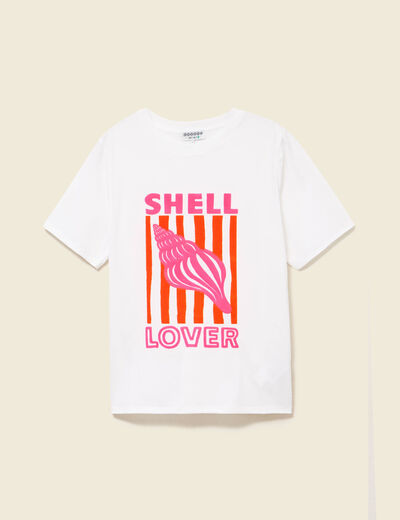 T-shirt en coton manches courtes blanc femme