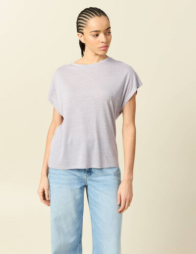 T-shirt col rond manches courtes parme femme