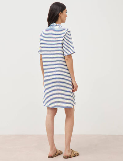 Robe manches courtes en maille ecru femme