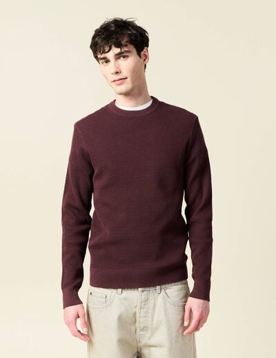 Pull droit manches longues bordeaux homme