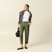 Pantalon taille haute fluide vert kaki femme