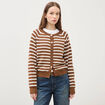 Gilet manches longues col rond en coton marron femme