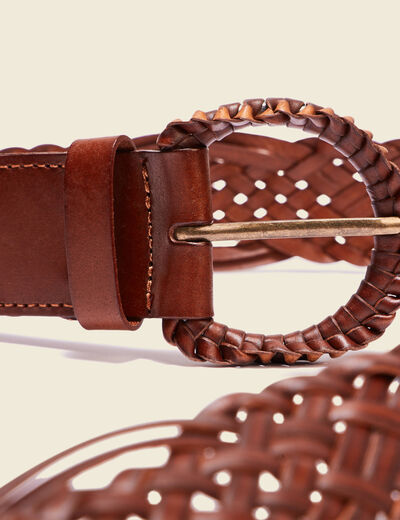 Ceinture tressée marron femme