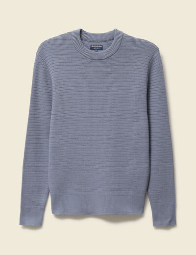 Pull col rond manches longues bleu gris homme