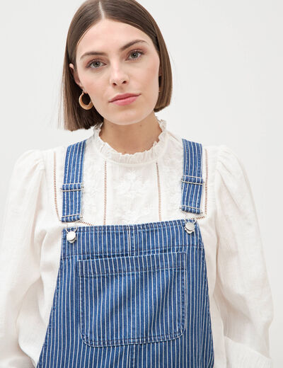 Salopette en coton aspect jeans denim stone femme