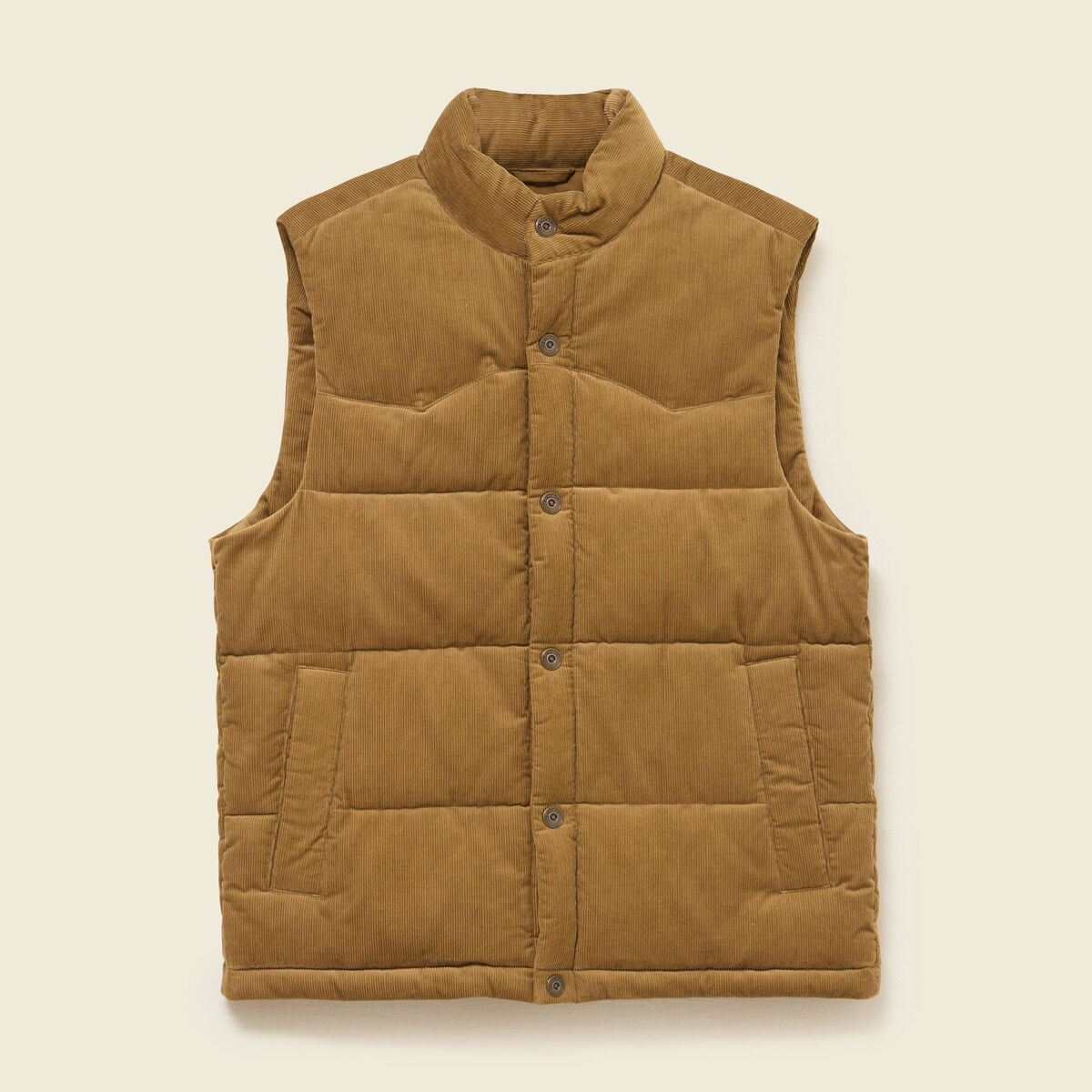 Doudoune droite courte sans manches camel homme