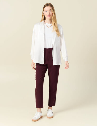 Pantalon cigarette violet foncé femme