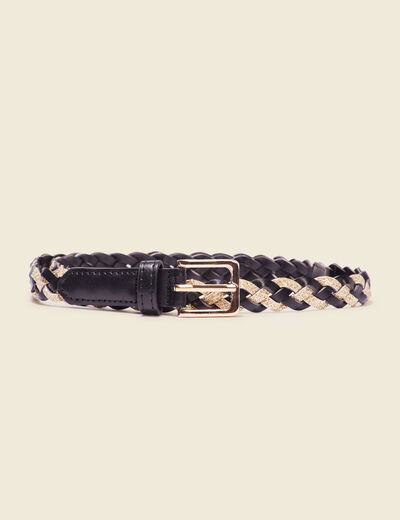 Ceinture tressée à strass noir femme