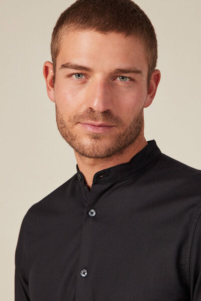 Chemise manches longues noir homme