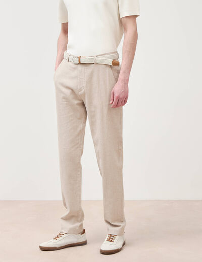 Chino coupe droite longueur 32 beige fonce homme