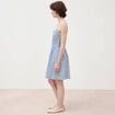 Robe bretelle col c&oelig;ur en coton bleu femme