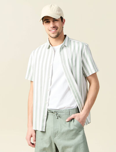 Chemise manches courtes vert olive homme
