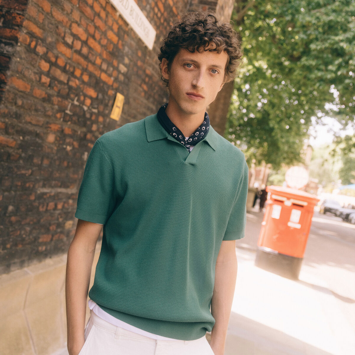 Polo cintré manches courtes vert homme