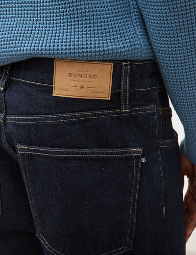 Jeans straight longueur 32 en coton denim brut rinse homme