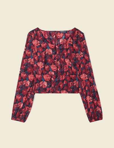 T-shirt manches longues satin noir femme